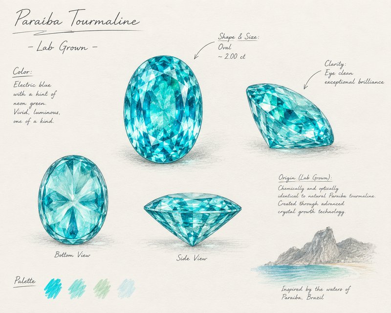 A Paraiba tourmaline in its signature electric, neon blue-green.